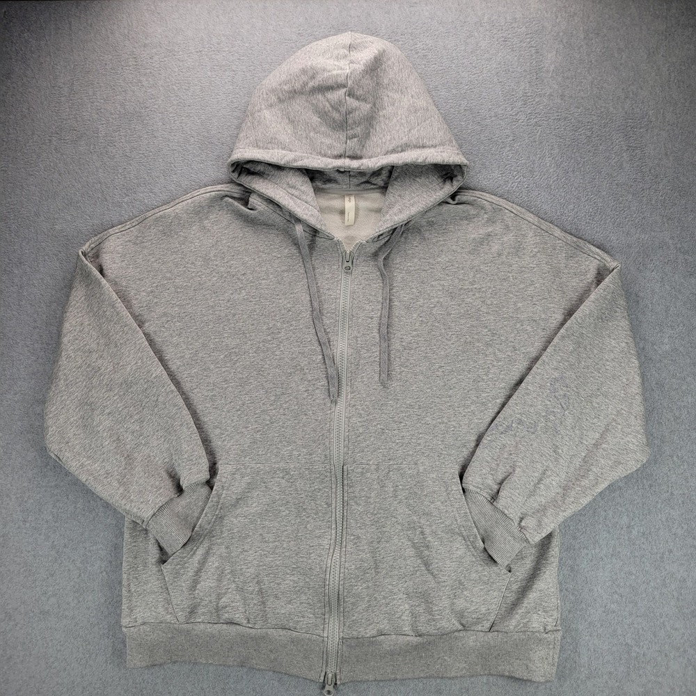 Nap‎ Loungewear Womens Gray Oversized Cotton Tencel Zip Up Hoodie Sweatshirt S